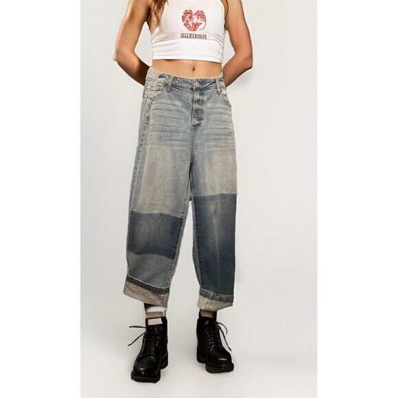 Now Pants - NWT AND NOW THIS Ultra Rise Straight Leg 2Toned Denim Jeans Women’s Plus Size-14